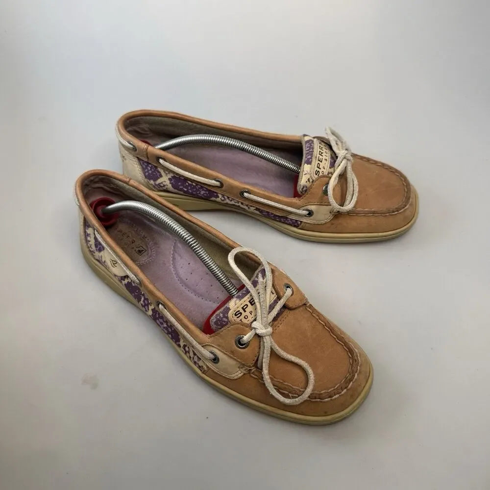 Sperry Boat Shoe Women's Size 10 Brown Purple Leather Casual Comfort Shoes EUC